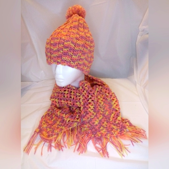 Crocheted Hat & Scarf Set - Picture 1 of 2